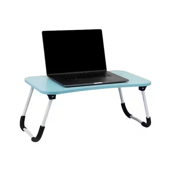 Photo 1 of 13.75 in. W Rectangle Blue Lap Desk Laptop Stand Bed Tray Folding Legs