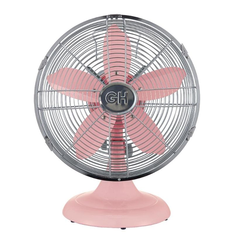 Photo 1 of  Retro 12 in. All-Metal Table Fan in Pink 