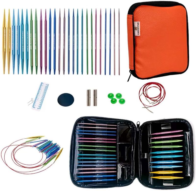 Photo 1 of 13 Pairs Circular Knitting Needles, Interchangeable Knitting Needles Set with Extension Cable, Size from 2.75mm to 10mm
