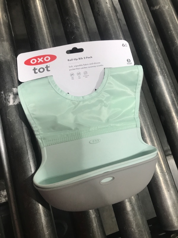 Photo 2 of  Oxo 2 Pack Tot Roll-up Bib - Drizzle and Opal 