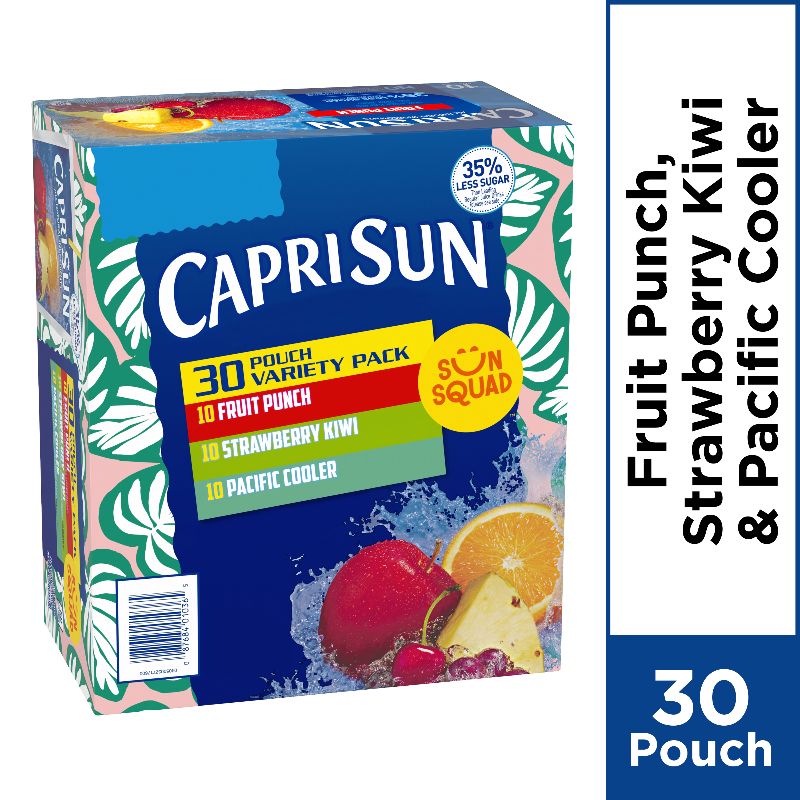 Photo 1 of  Fruit Punch, Strawberry Kiwi & Pacific Cooler Kids Juice Pouches Variety Pack 30 POUCHES, BEST BY 08 FEB 2025