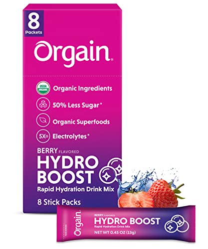 Photo 1 of  Orgain, Hydro Boost Rapid Hydration Drink Mix, Berry, 8 Stick Packs, 0.45 Oz (13 G) Each, BEST BY 01 SEPT 2024