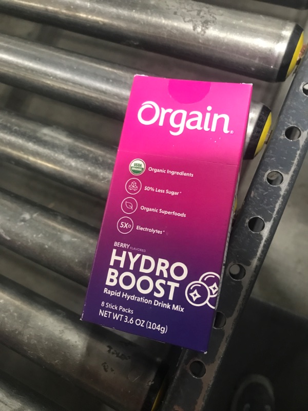 Photo 2 of  Orgain, Hydro Boost Rapid Hydration Drink Mix, Berry, 8 Stick Packs, 0.45 Oz (13 G) Each, BEST BY 01 SEPT 2024