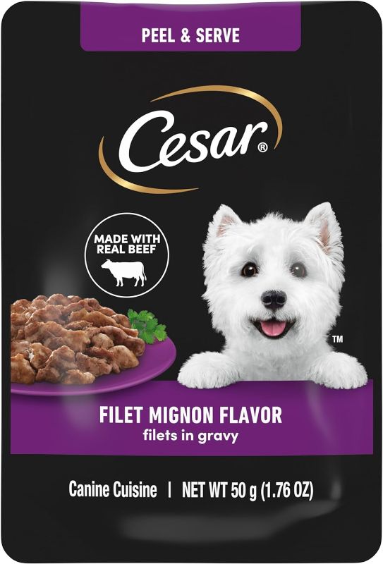 Photo 1 of  Cesar Filets in Gravy Wet Dog Food Filet Mignon Flavor, 1.76 oz. Mini-Pouch, 20 Pack BEST BY 22 DEC 2025