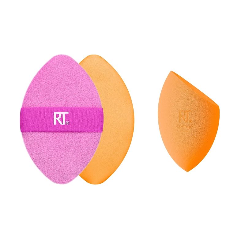 Photo 1 of  Real Techniques Miracle Complexion Sponge + Miracle 2-In-1 Powder Puff, Makeup Blending Sponge & Dual-Sided Powder Puff, For Liquids, Creams, & Powders, Vegan & Latex-Free, 2 Count 