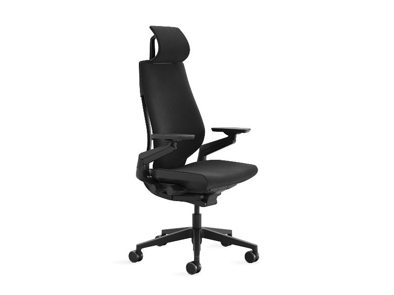 Photo 1 of Steelcase Gesture Office Chair with Head Rest - Ergonomic Work Chair with Wheels for Carpet - Comfortable Office Chair - Intuitive-to-Adjust Chairs for Desk - 360-Degree Arms - Licorice Fabric