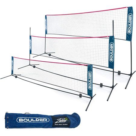 Photo 1 of  Boulder Sports Portable & Adjustable Volleyball & Badminton Net Blue/Red 17ft 