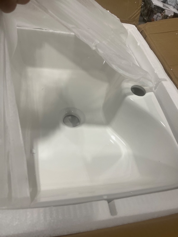 Photo 3 of 19"x15" Bathroom Sink Rectangular Vessel Sink Rectangle Above Counter White Ceramic Porcelain Vanity Vessel Sink Basin
