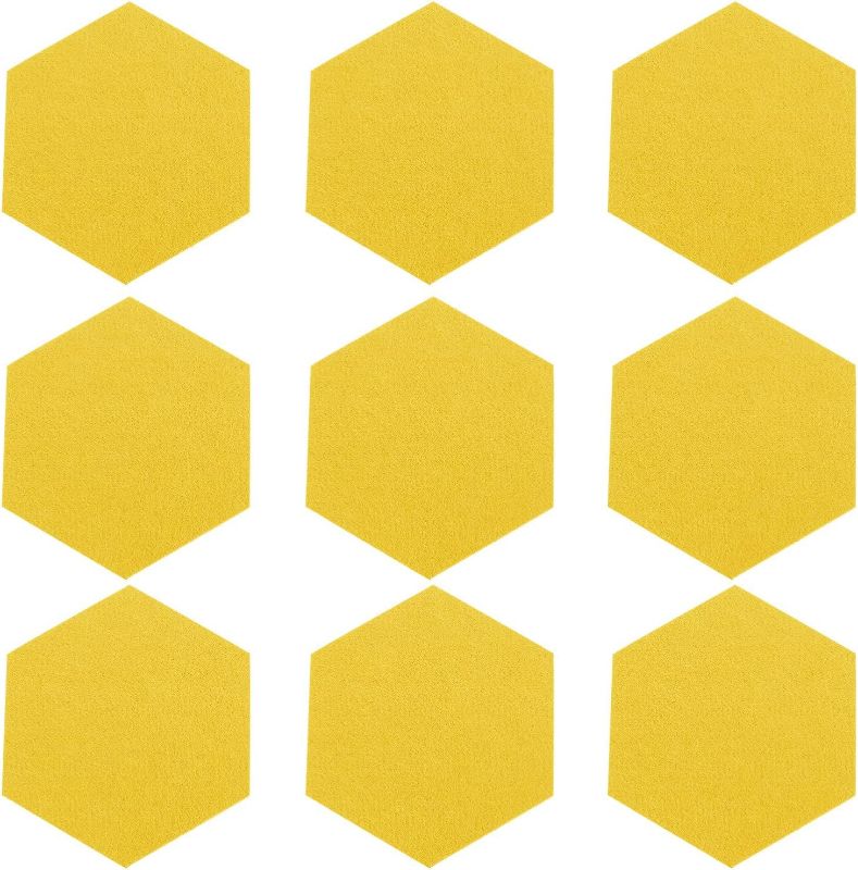 Photo 1 of 12pcs Hexagon Cork Board Tiles Felt Bulletin Board Tiles For Home Office Classroom Felt Pin Board Notice Memo Bulletin Boards Photo Message Display Board Wall Decor Yellow
