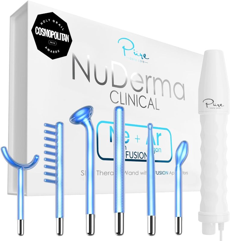 Photo 1 of Limited-time deal: NuDerma Clinical Skin Therapy Wand - Portable Skin Therapy Machine w 6 Fusion Neon + Argon Wands – Anti Aging - Clarifying - Skin Tightening & Radiance - Wrinkle Reducing 