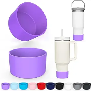 Photo 1 of 25 Colors Silicone Boot for Stanley 40 oz Quencher & IceFlow 20oz 30oz, 2 PCS Protective Tumbler Cup Boot Sleeve Water Bottle Accessories, BPA-Free Anti-Slip Bottom Cover, Dishwasher Safe
