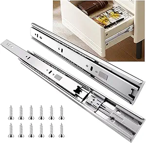 Photo 1 of 14 inch Drawer Slides 1 Pairs (2pcs) Soft Self Close Full Extension Ball Bearing Drawer Slides 3 fold Full Stretch Side Mount Drawer Slides 100 LB Capacity Drawer Slide 14" Silver
