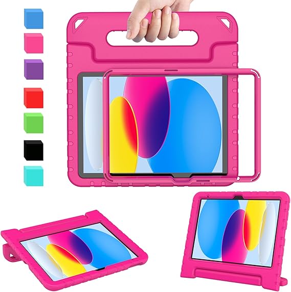 Photo 1 of AVAWO iPad 10th Generation Kids Case 2022 , New iPad 10.9 inch case, Shockproof, Portable Handle Stand Protective Kids Cover with Built-in Screen Protector, Rose
