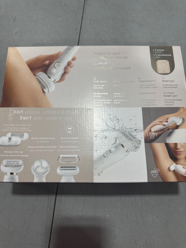 Photo 3 of Braun Epilator Silk-épil 9 9-030 with Flexible Head, Facial Hair Removal for Women and Men, Hair Removal Device, Shaver & Trimmer, Cordless, Rechargeable, Wet & Dry, Beauty Kit with Body Massage Pad