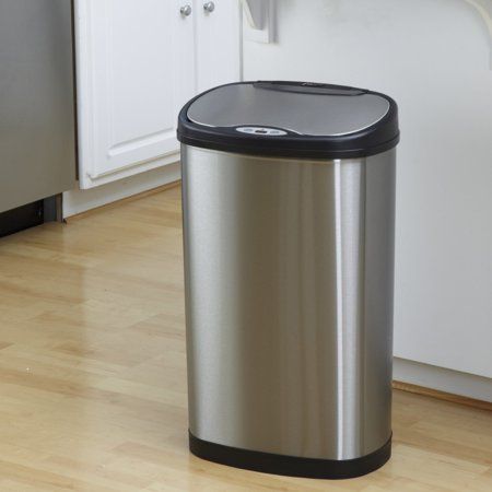 Photo 1 of 13.2 Gal. Hands-Free Infrared Motion Sensor Trash Can/Stainless Steel Trash Cab
