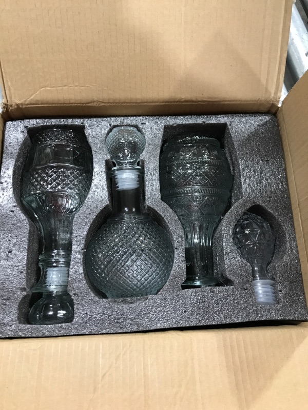 View 2 of Liquor Decanters Whiskey Decanter Set - Creative Glass Decanter for Liquor,Decanter for Tequila,Bourbon and Vodka Unique Whiskey Presents for Man,Dad and Home Bar Decor(17.6oz*2, 17oz*1)