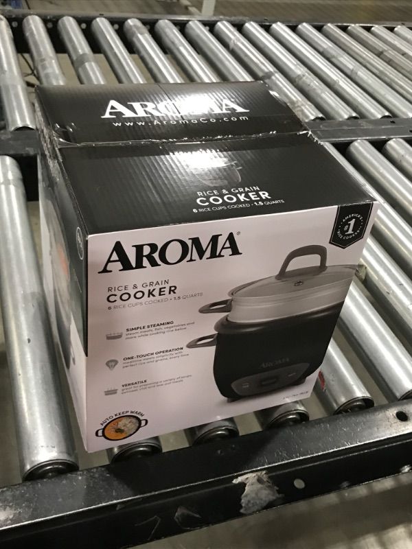 Photo 2 of AROMA 3-Cup (Uncooked)/6-Cup (Cooked) Pot-Style Rice Cooker and Food Steamer, Black