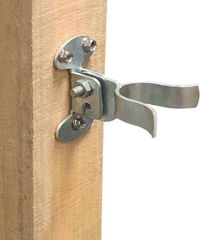 Photo 2 of 1-3/8" Flat Back Wall Mount Fork Gate Latch - Gate Latch Hardware with Screws or Lag Bolt for Gate Frames, Easily Mounts to Wooden Gate Post or Wall 