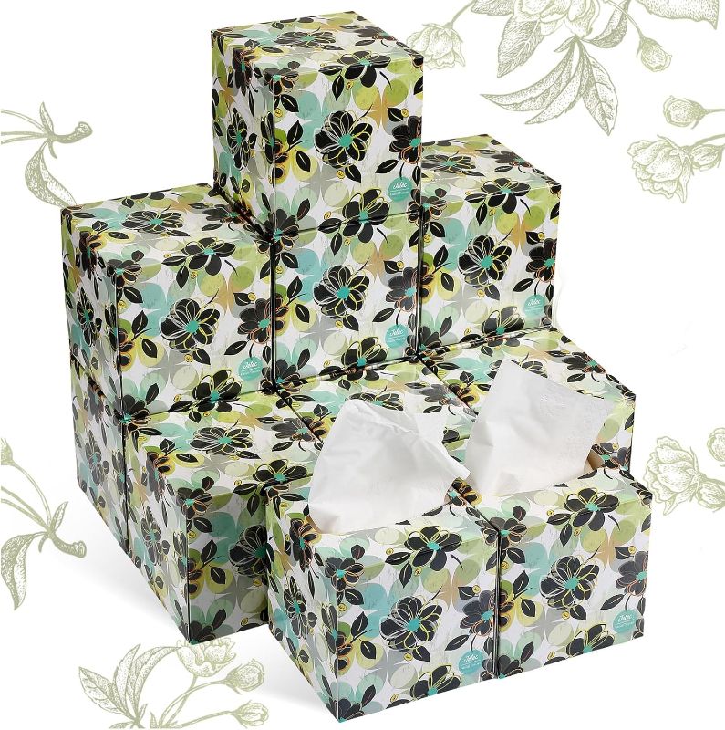 Photo 1 of 12 Packs Facial Tissues Boxes Abstract Theme Tissues Cube Boxes Facial Tissue Bulk Soft Square Box Tissues Face Tissue Paper Box for Toilet Travel Car Wedding, 2 Ply, 80 Tissues/Box (Flower)
