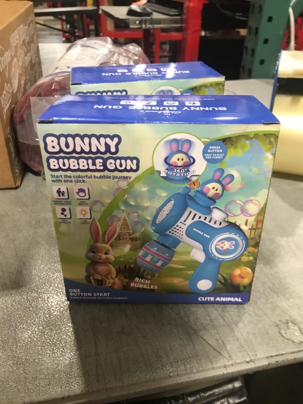 Photo 1 of Bubble - Bunny Bubble Machine Gun for 2+ Todddles Kids, 12 Holes Electric Bubble Maker with LED for Easter Outdoor Parties, Leak Proof Bubble Blower Toys Gifts for Boy Girls Toddlers Kids Dogs
