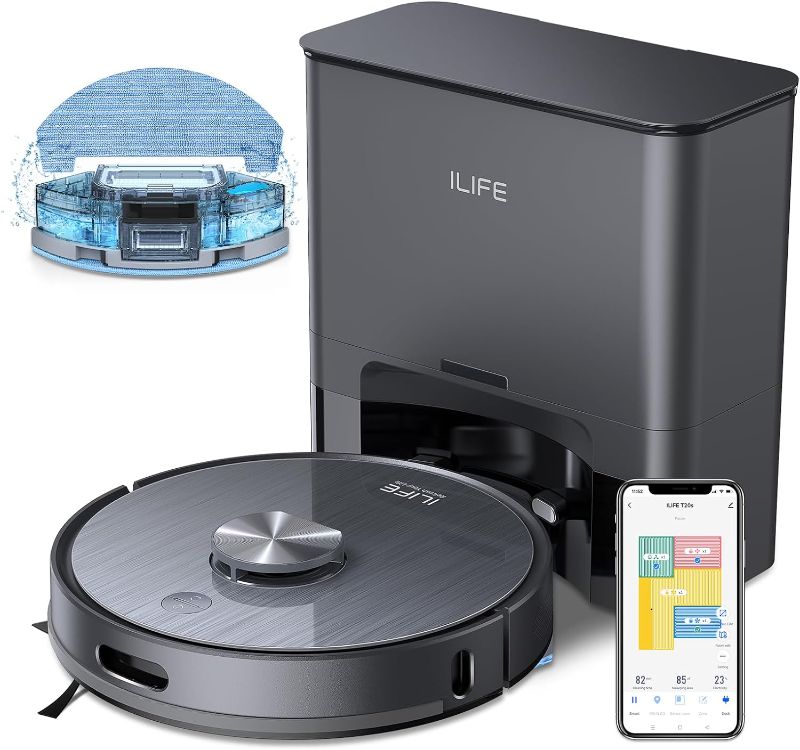 Photo 1 of ***PARTS ONLY***ILIFE T20s Self-Emptying Robot Vacuum and Mop Combo, 5000Pa Suction, 70-Day Capacity, LiDAR Navigation, 260mins Runtime, App/Alexa Control, Robotic Vacuum Cleaner for Hard Floors, Carpets and Pet Hair
