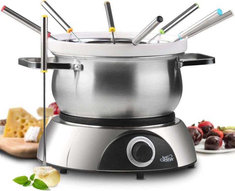 Artestia Electric Fondue Pot Set for Chocolate, 1500W Cheese Fondue Set