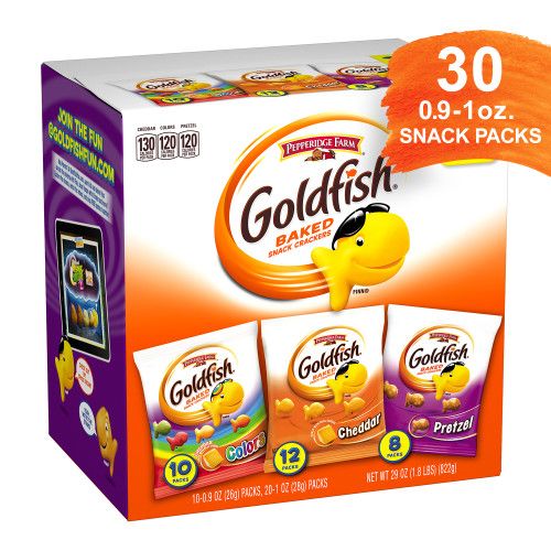 Photo 1 of  Goldfish Crackers Big Smiles with Cheddar Colors and Pretzel Crackers Snack Pack 30 CT Variety Pack Box BEST BY 08 SEPT 2024