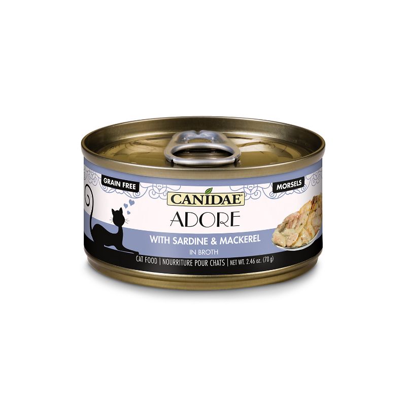 Photo 1 of  CANIDAE Adore Grain-Free Sardine & Mackerel in Broth Canned Cat Food, 2.46-oz, Case of 24 BEST BY 26 MAR 2025