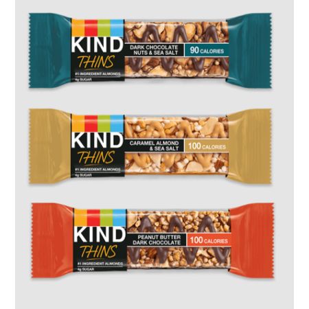 Photo 1 of  KIND Bars Thins Variety Pack Dark Chocolate Nuts & Sea Salt Peanut Butter Dark Chocolate Caramel Almond Sea Salt .74 Oz 30 Snack Bars BEST BY 13 NOV 2024