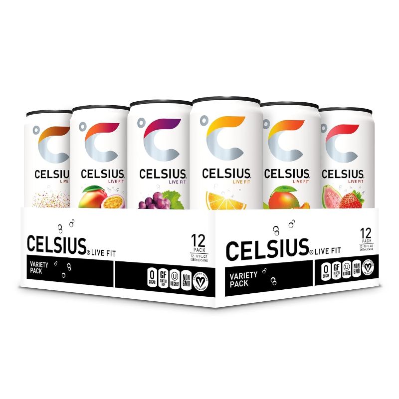 Photo 1 of  CELSIUS Assorted Flavors Official Variety Pack, Functional Essential Energy Drinks, 12 Fl Oz (Pack of 12) BEST BY 07 2024