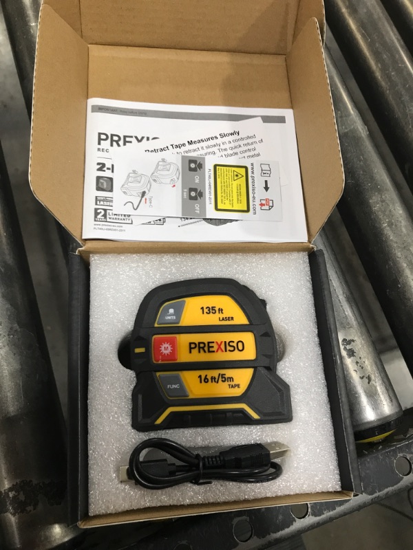 Photo 2 of  PREXISO Laser Tape Measure 2-in-1 Laser Measure 135Ft & Tape Measure 16 Ft Rechargeable Laser Distance Measure with Color Display Multi-Measurement 