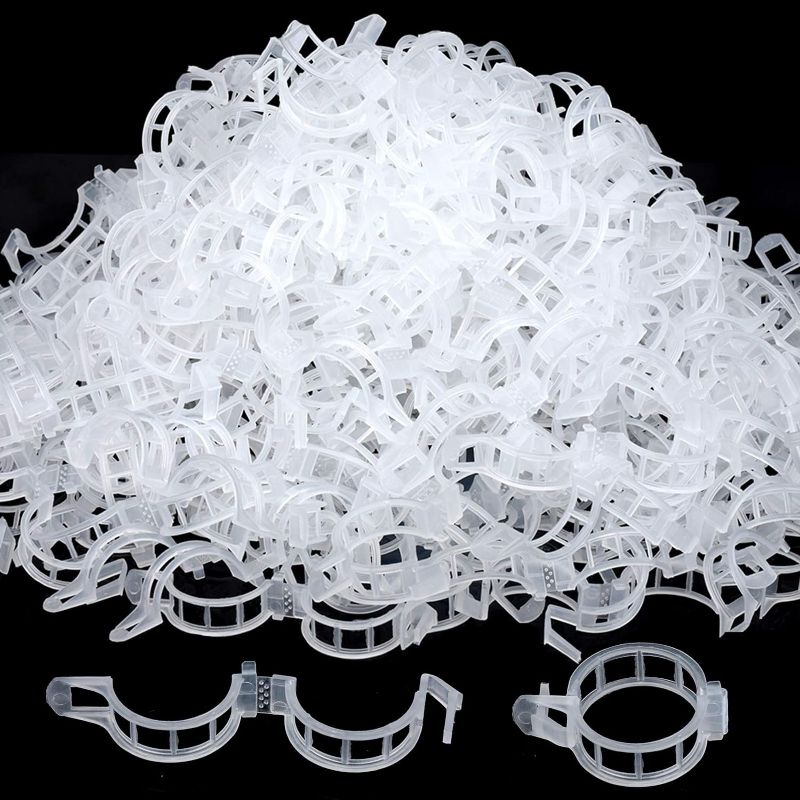 Photo 1 of  FANDAMEI 300 PCS Plant Support Clips, Tomato Clips, Plastic Garden Clips, Plant Ties, Trellis Clips, for Tomato Cucumber Flower Squash Vine, 1” Inner Diameter, Tomato Clips for Climbing Plants 