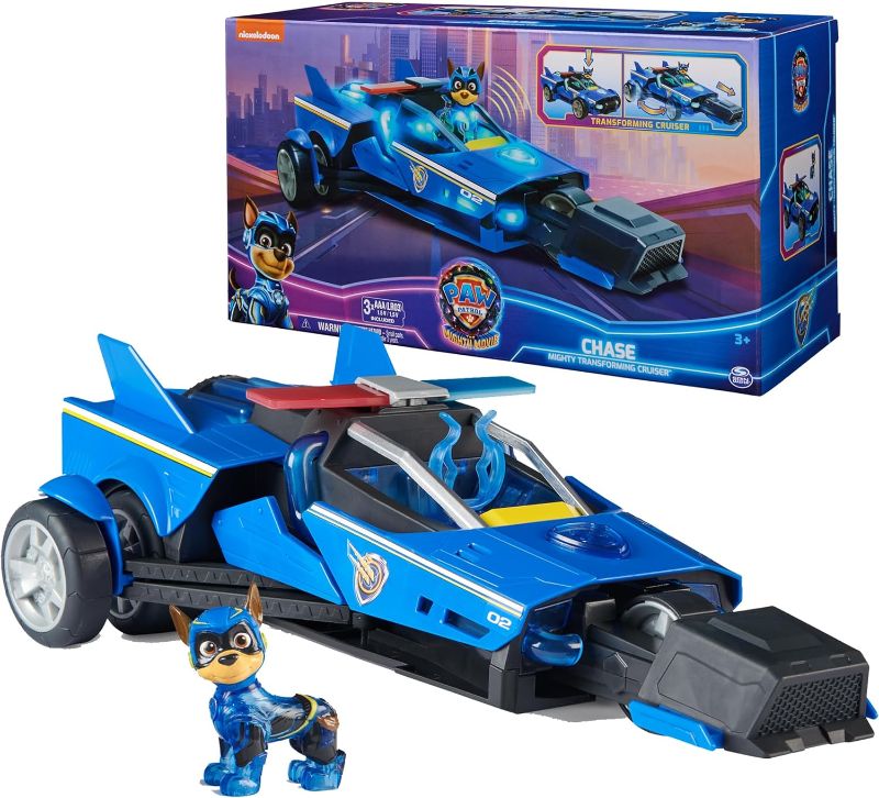 Photo 1 of  Paw Patrol: The Mighty Movie, Chase’s Mighty Transforming Cruiser with Mighty Pups Action Figure, Lights and Sounds, Kids Toys for Boys & Girls 3+ 