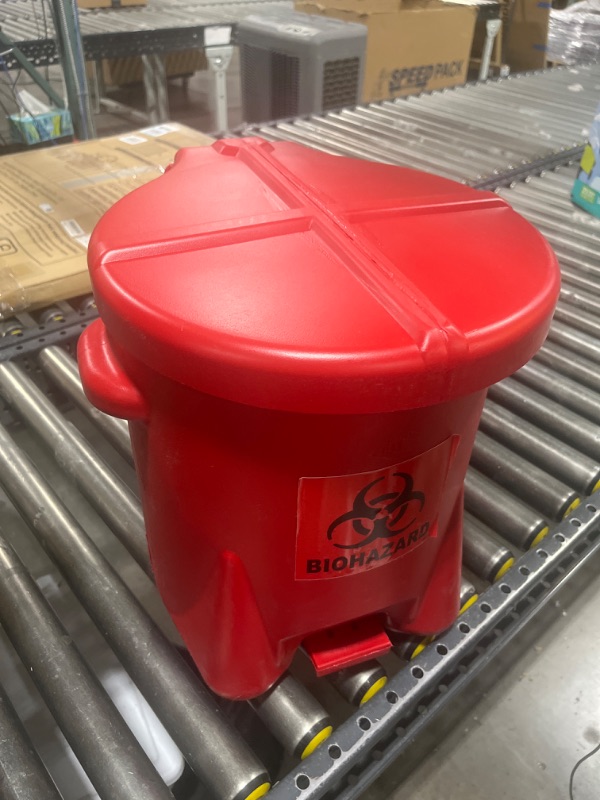 Photo 1 of 6 Gallon Biohazard Trash Can with Foot-Operated Self-Closing Lid