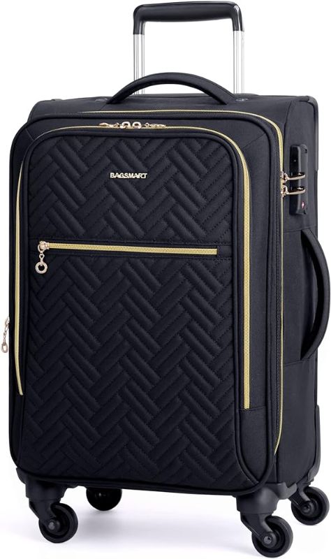 Photo 1 of  BAGSMART Carry On Luggage 20 Inch,Softside Expandable Suitcase with Spinner Wheels, Luggage 22x14x9 Airline Approved Rolling Lightweight Suitcases for Women Men,Black Carry-On (Black) 