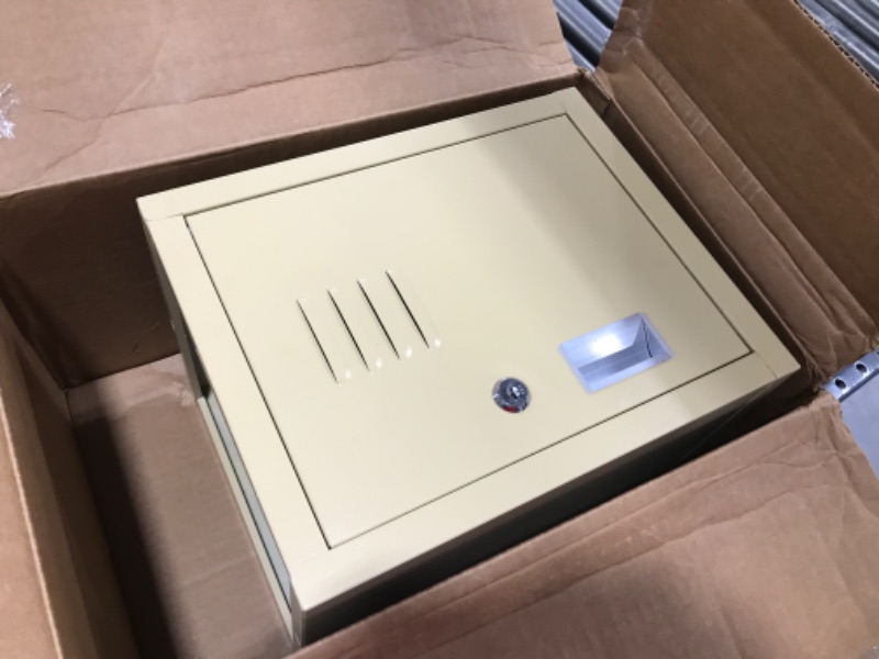 Photo 1 of Lockable Storage Cabinet Metal Lockable Steel Storage Cabinet Organizer Storage Lockers for Employees Vertical Metal Cabinets End Side Table Steel Bedside Storage with Shelf (Yellow)