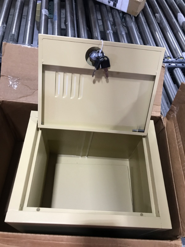 Photo 1 of Lockable Storage Cabinet Metal Lockable Steel Storage Cabinet Organizer Storage Lockers for Employees Vertical Metal Cabinets End Side Table Steel Bedside Storage with Shelf (Yellow)