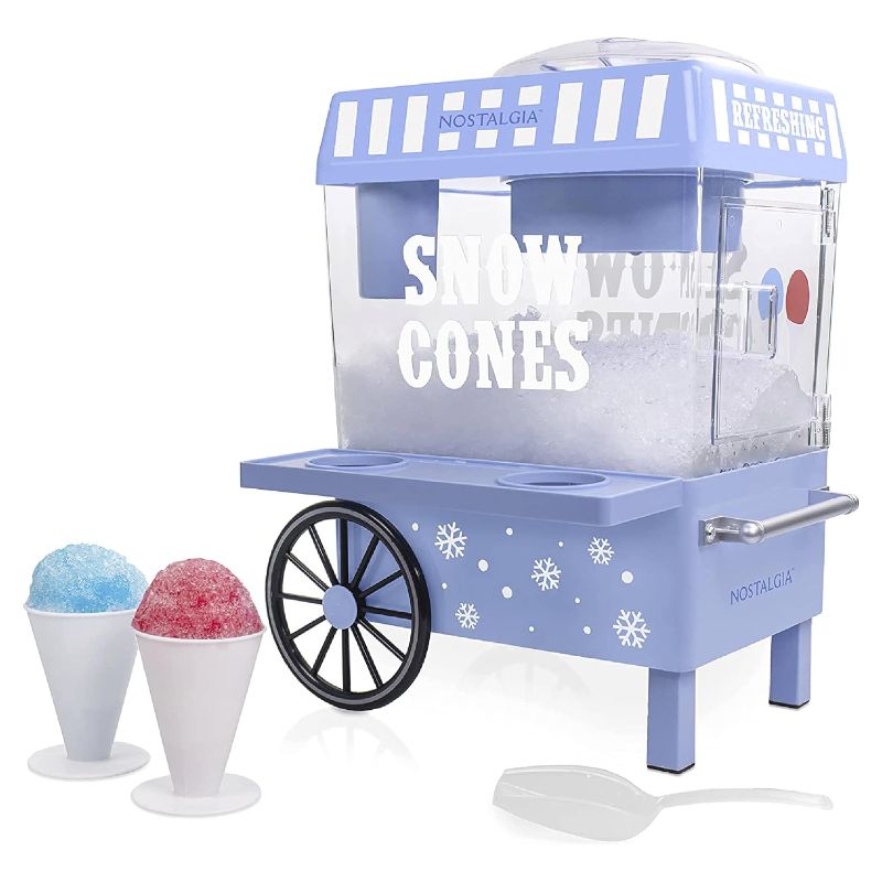 Photo 1 of Nostalgia Snow Cone Shaved Ice Machine - Retro Table-Top Slushie Machine Makes 20 Icy Treats - Includes 2 Reusable Plastic Cups & Ice Scoop - Blue
