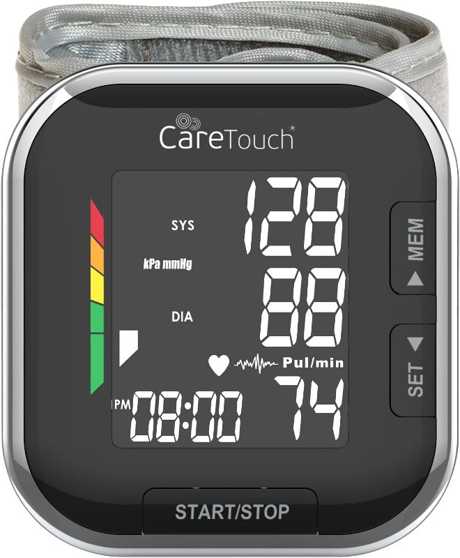 Photo 1 of Care Touch Platinum Black Wrist Blood Pressure Cuff Monitor, Automatic Wrist BP Cuff, Adjustable Blood Pressure Wrist Cuff, Irregular Heartbeat Indicator - Blood Pressure Cuffs, Home & Hospital Use
