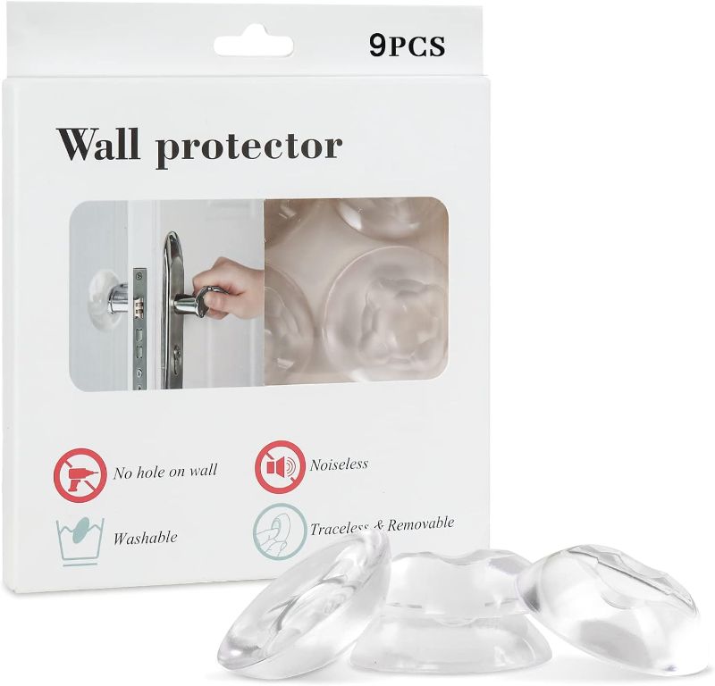 Photo 1 of 2" Door Stopper Wall Protector with Strong Back Adhesive Reusable Premium Door Stopper for Home Office Protecting Wall Shock Absorbent Gel Self Adhesive Guard Door Bumper Wall Protector - 9 Pcs
