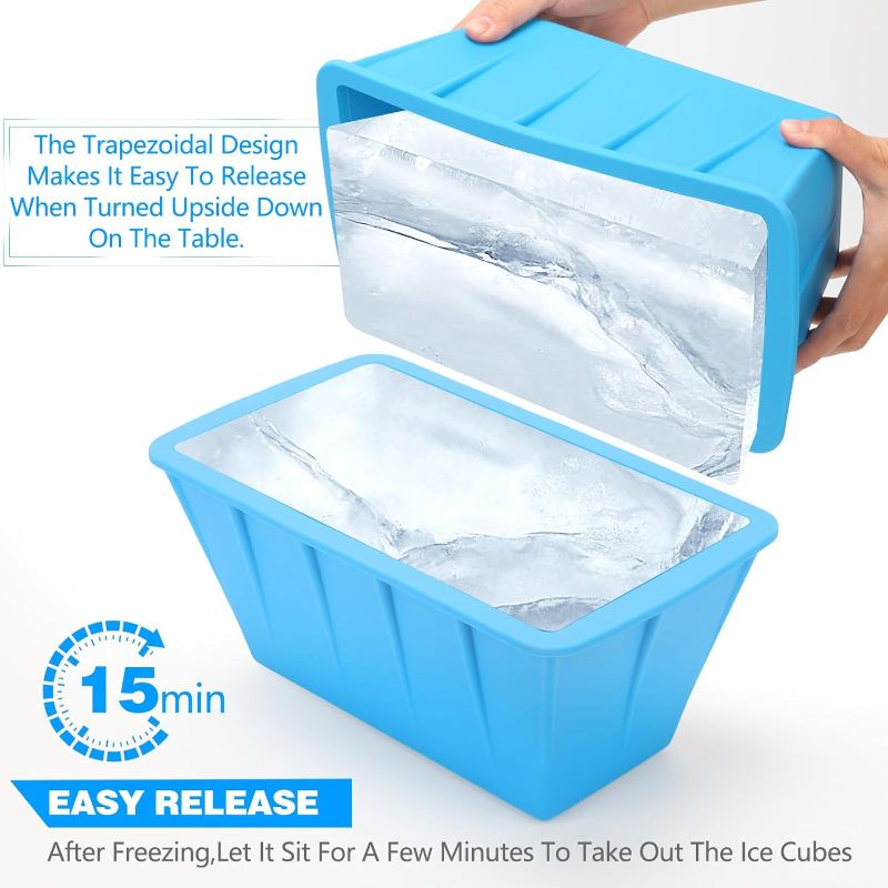 Photo 1 of 12lb Extra Large Ice Block Mold, Silicone Flodable Easy Release Ice Cube Trays with Lid BPA Free, Stackable Extra Thick Reusable Ice Brick Mold for Ice Bath