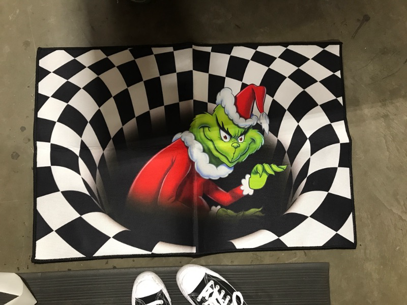 Photo 1 of zooro Grinch Illusion Doormat,Christmas Non-Slip Visual Door Mat,for Christmas Indoor Outdoor Home Party (60x90CM, Black)
