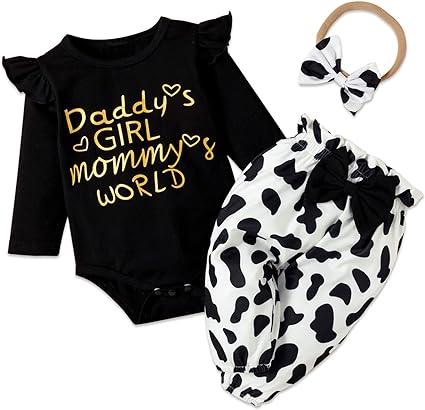 Photo 1 of PATPAT Baby Girl Clothes Long Sleeve Spring Fall Outfits Pant Set 3PCS 2PCS with Headband 3-6mo