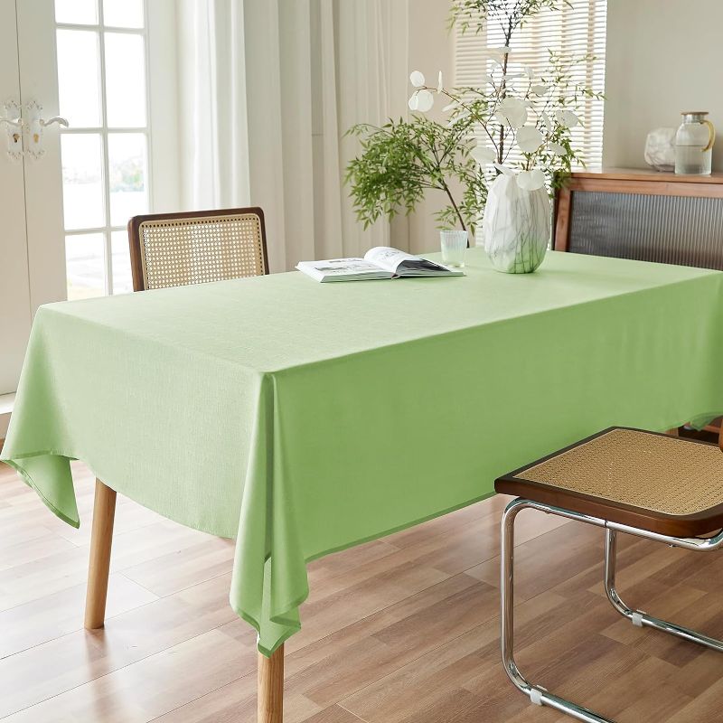 Photo 1 of AUSSPVOCT Textured Linen Tablecloth Rectangle 60x104 Water Resistant Spill-Proof Wipeable Green Table Cloth Wrinkle Free Fabric Dining Table Cover for Birthday Party Farmhouse Kitchen Tablecloths 
