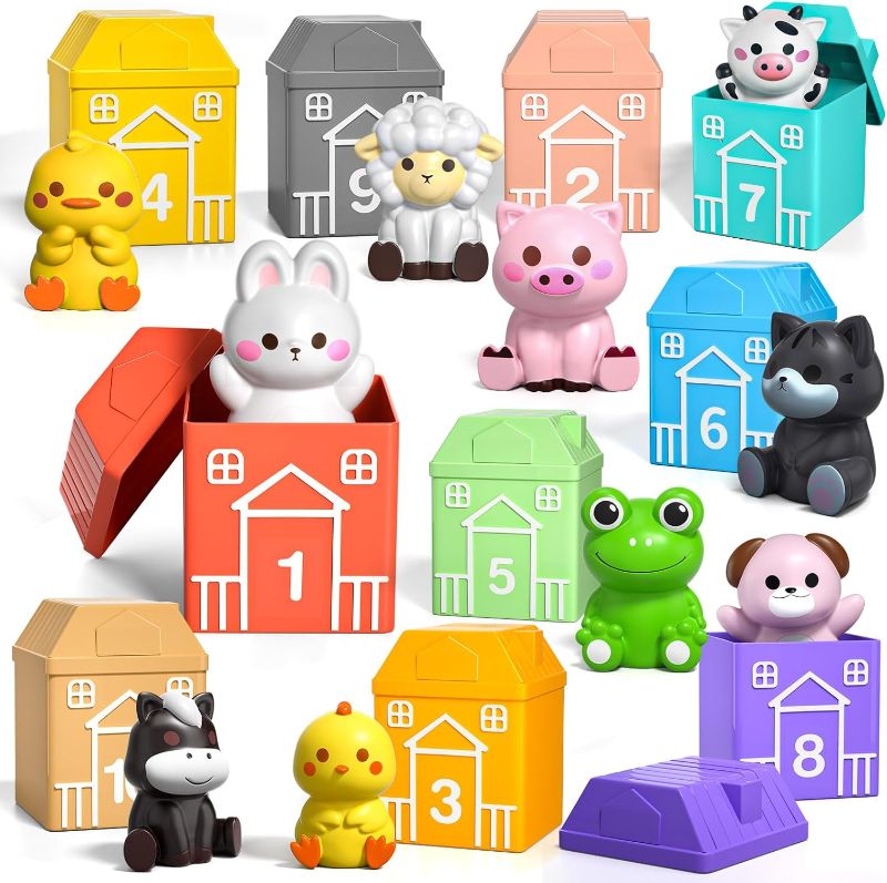 Photo 1 of Toddler Preschool Learning Toys for 1 2 3 Year Old Boys Girls, 20 Pieces Farm Animal Montessori Toys for Toddlers 1 2 3 Year Old, 1 2 3 Year Old Boy Girl Kids Birthday Christmas Preschool Toys Gift 