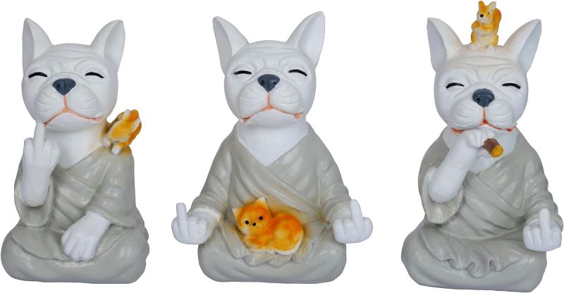 Photo 1 of 3 Pieces Dog Figurines Yoga Dog Statue Decor Zen Dog Sculpture Dog Outdoor Garden Decor for Dog Lovers Modern Statues for Home Decor Desk Table Bookshelf Shelf Office Living Room Shelves Decoration 