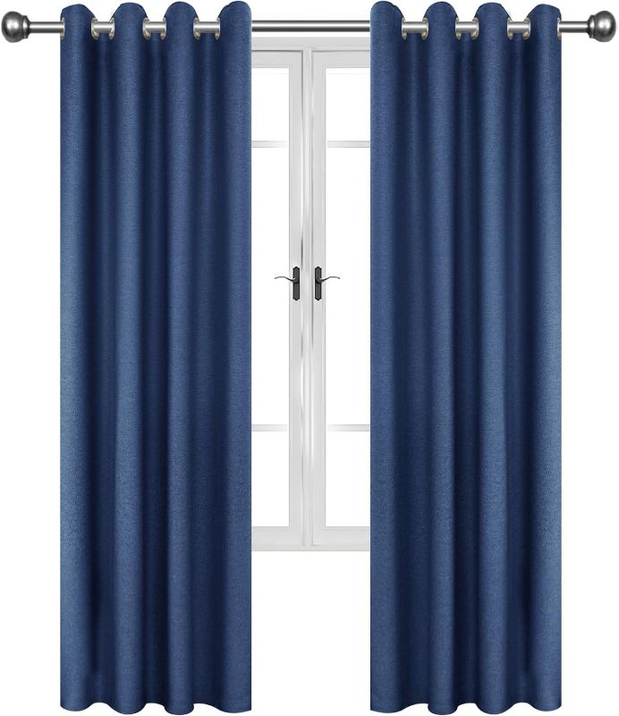 Photo 1 of JIVINER Blackout Curtains Blinds, 84 inches Length Privacy Room Darkening Curtain/Drapes Window Treatment (Dark Blue, W42 X L84,2 Panels) 