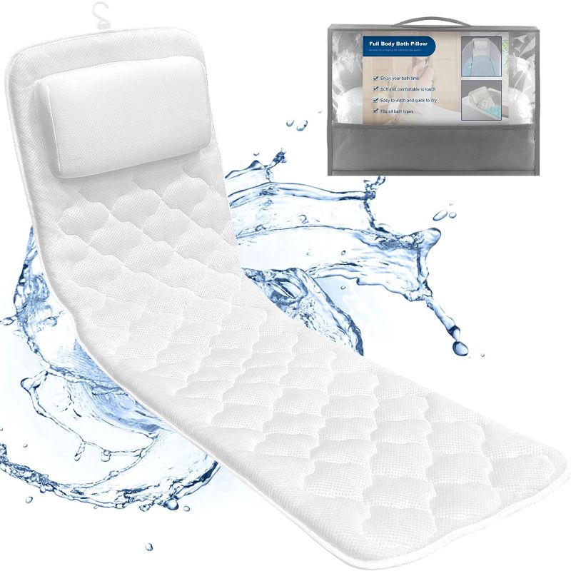 Photo 1 of Full Body Bath Pillow, Spa Bath Pillows for Tub Neck and Back Support, Luxury Bath Tub Pillow with Laundry Bag, Bathtub Accessories for Women Relaxing
