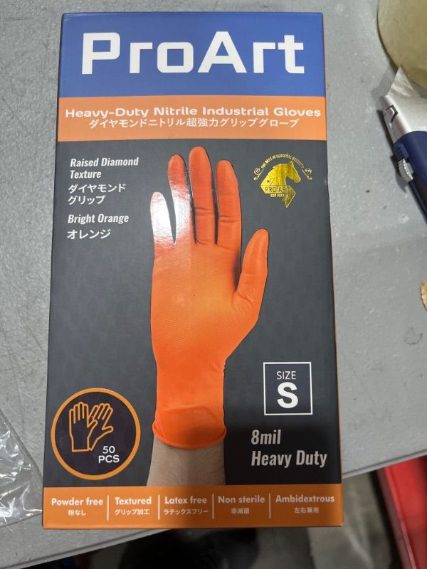 Photo 1 of Thor Grip Heavy Duty Industrial Orange Nitrile Gloves with Raised Diamond Texture, 8-mil, Latex Free, Powder Free Size XL 50pcs
