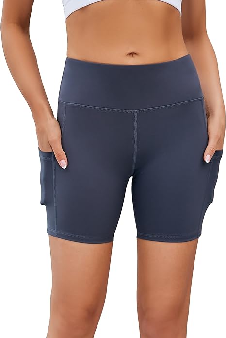 Photo 1 of AHLW Buttery Soft Workout Biker Shorts with Pockets for Women High Waisted Stretchy Comfortable Athletic Running Yoga Shorts Size L